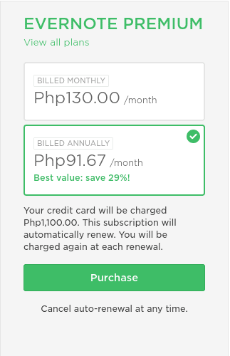 evernote pricing in philippines