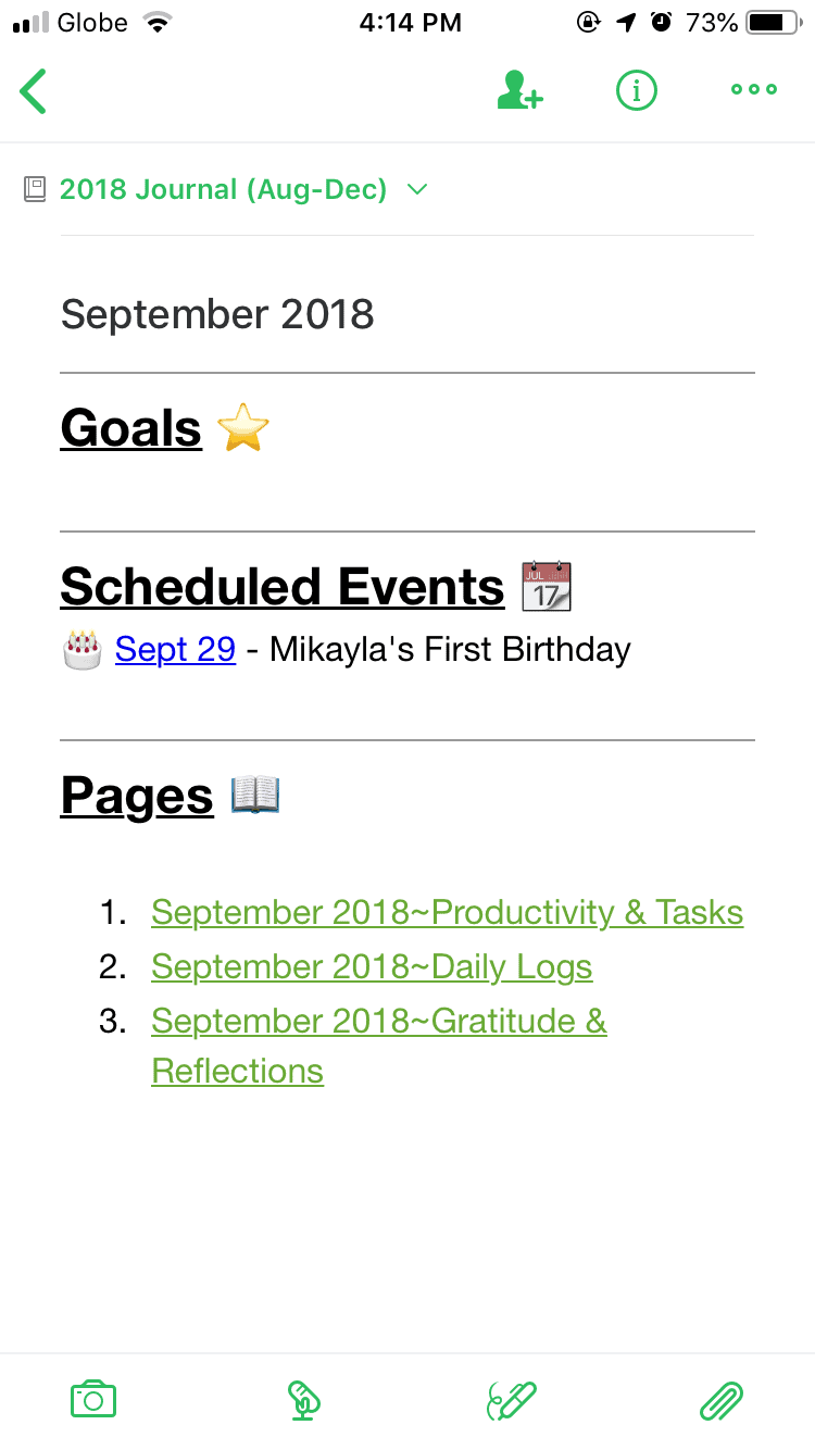Main Page Evernote Bullet Journal Templates