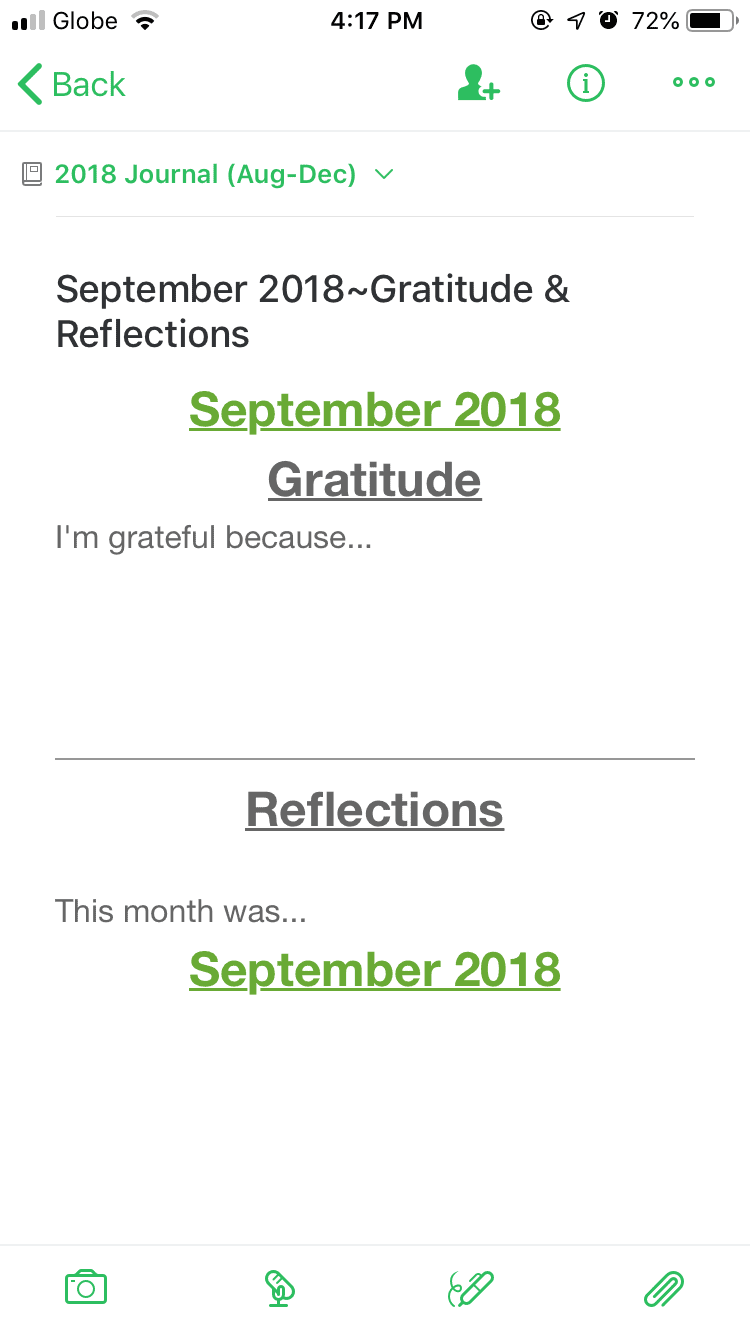 Gratitude Page Evernote Bullet Journal Templates