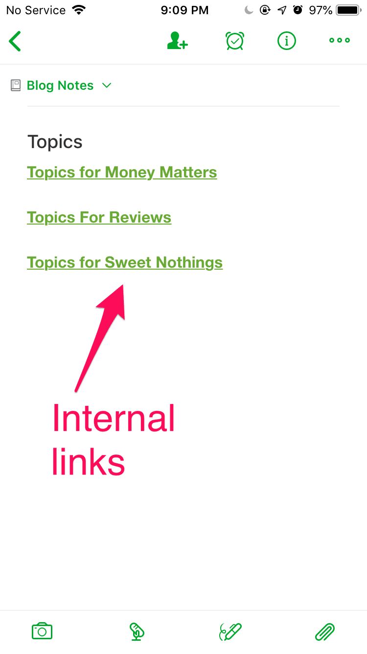 Internal linking on Evernote