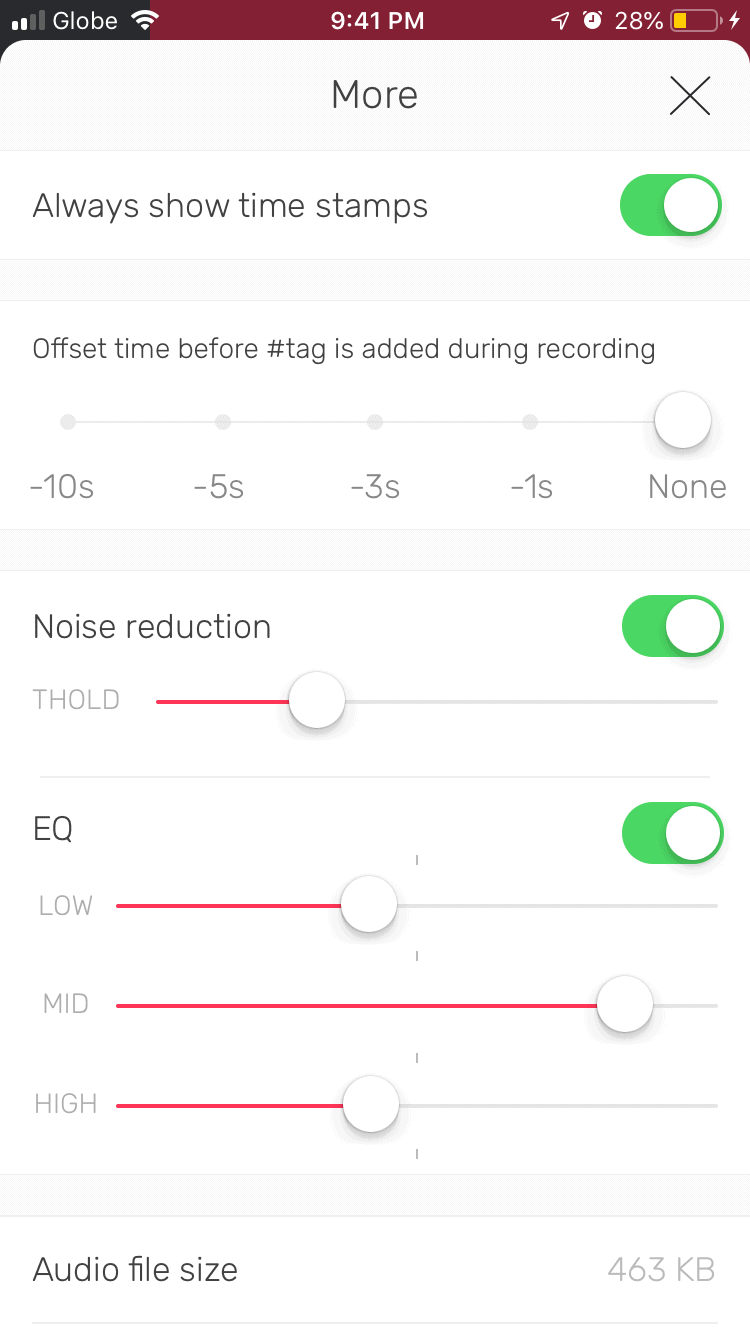Noise Reduction feature of the noted app