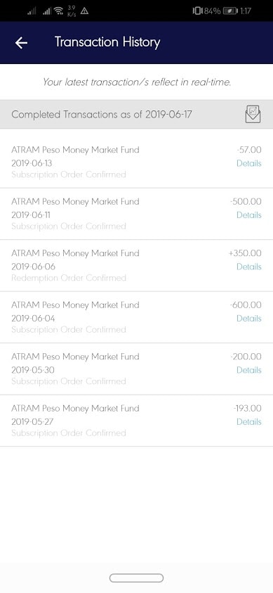 Transactions from May 27, 2019 - June 17, 2019