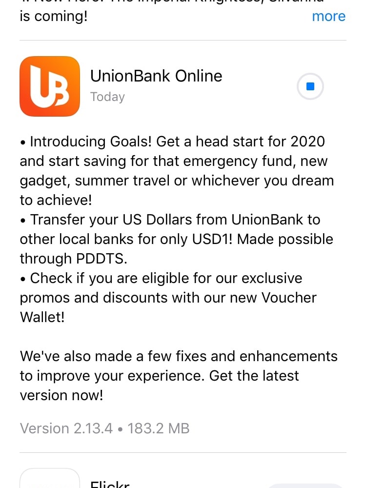 New update by UnionBank App