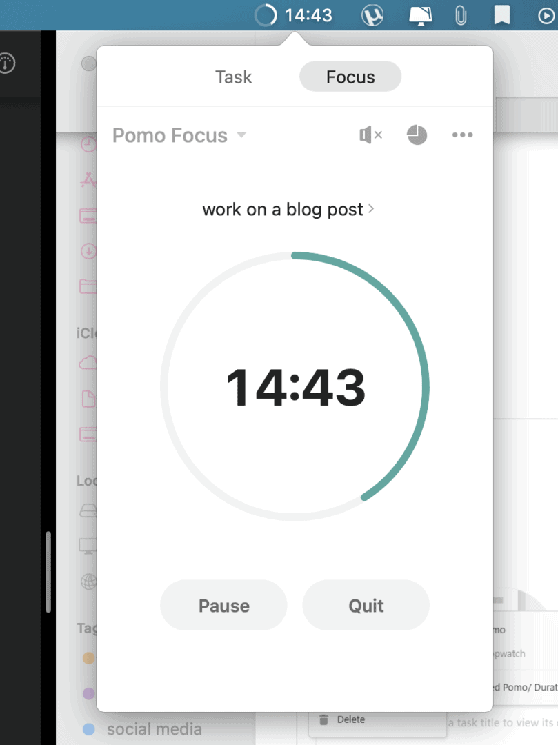 TickTick app has a Pomodoro timer built in